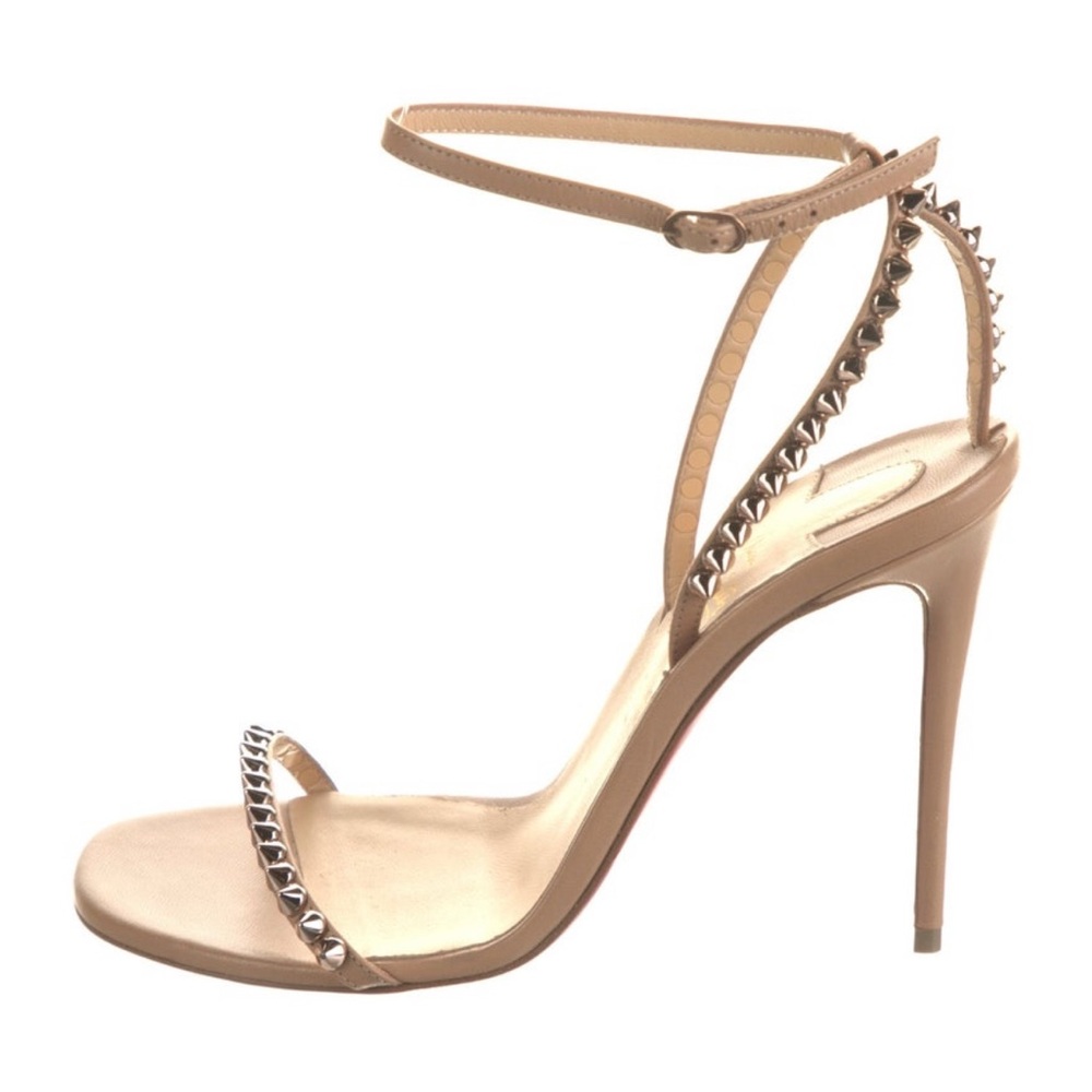 Christian Louboutin So Me Spike Nude Studded Leather Heels 37